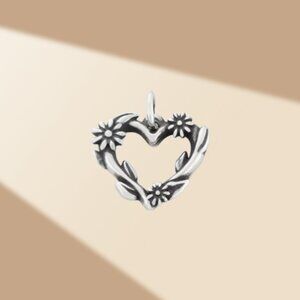 James Avery Flowering Vines Heart Charm Sterling Silver Charm